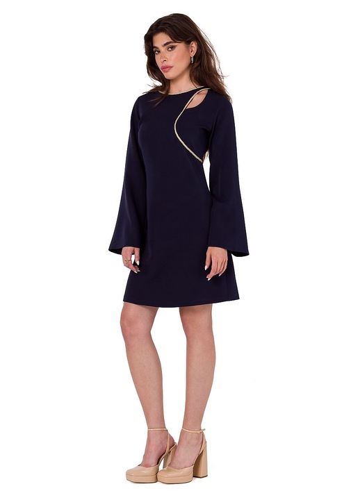 Коктейлна рокля, Makover, полиестер/еластан, къса, тъмносиня