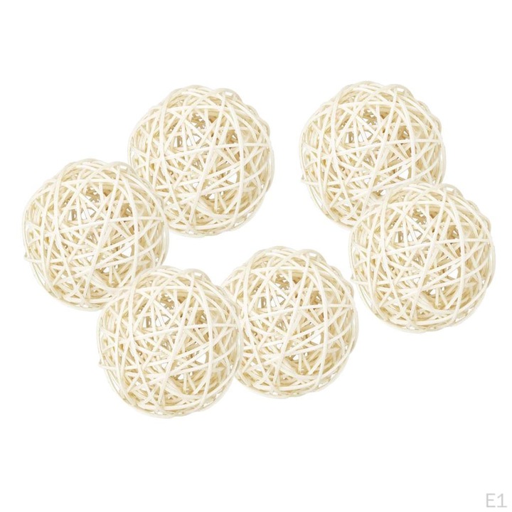 Rattan golyó, díszgolyó, 20 db/szett, fehér, 6 cm