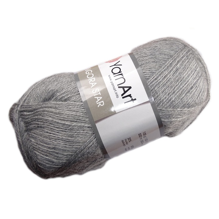 Set fire textile, Yarnart, Angora Star Yarn, acril, 100g, 500m, Gri, 5 buc