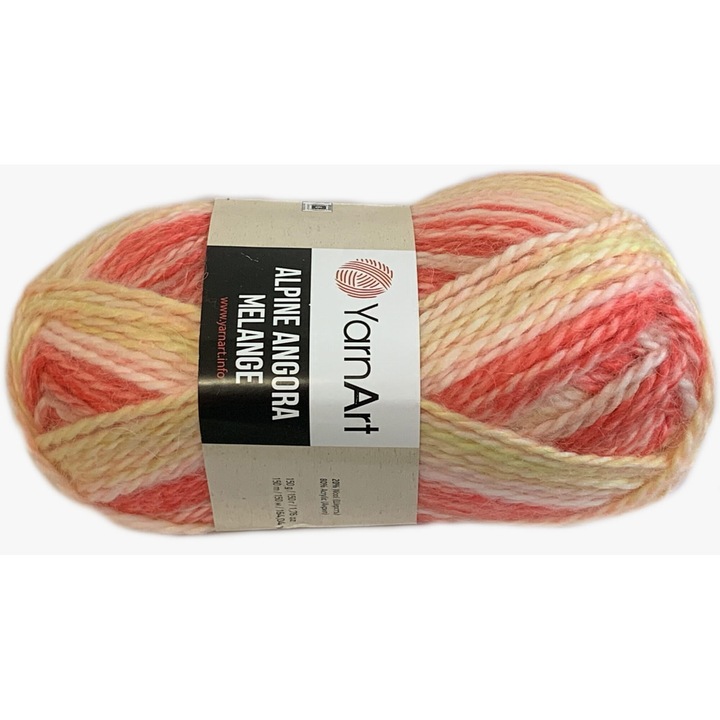 Yarnart Alpine Angora Melange textilszál, 20% gyapjú, 80% akril, 103m, 150g, többszínű