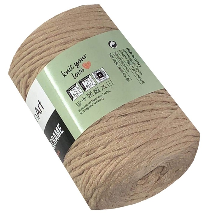 Sfoara Macrame Twisted, YarnArt, 60% bumbac, 40% viscoza, 4mm, 210m, 500g