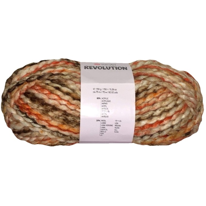 Garnitur fire textile Yarnart Revolution, melanj, 80% acril, 20% lana, 150g, set 3 bucati