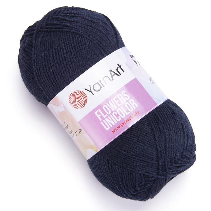 Fir textil Yarnart Flowers Unicolor, 50g, 200m, 55% bumbac, 45% acril, bleumarin