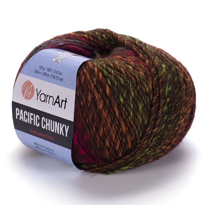 Garn YarnArt Pacific Chunky Ombre, 100g, 200m, 20% lana, 80% acril, 5mm croseta, 4,5mm andrele
