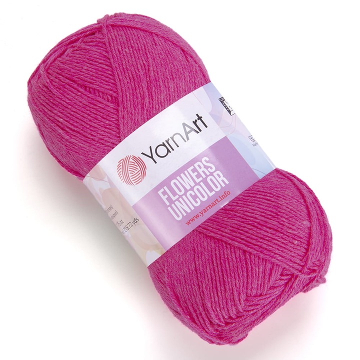 Fir textil Yarnart Flowers Unicolor, 50g/200m, 55% bumbac, 45% acril, roz