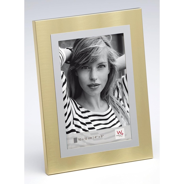 Rama foto clasica, aurie, 10x15cm, cu profil mat si rama stralucitoare
