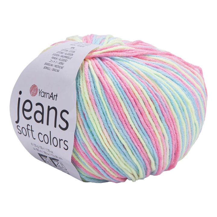 Textilszál 'Jeans Soft Colors', Fonal, Pamut, 50 g, 160 m, Többszínű