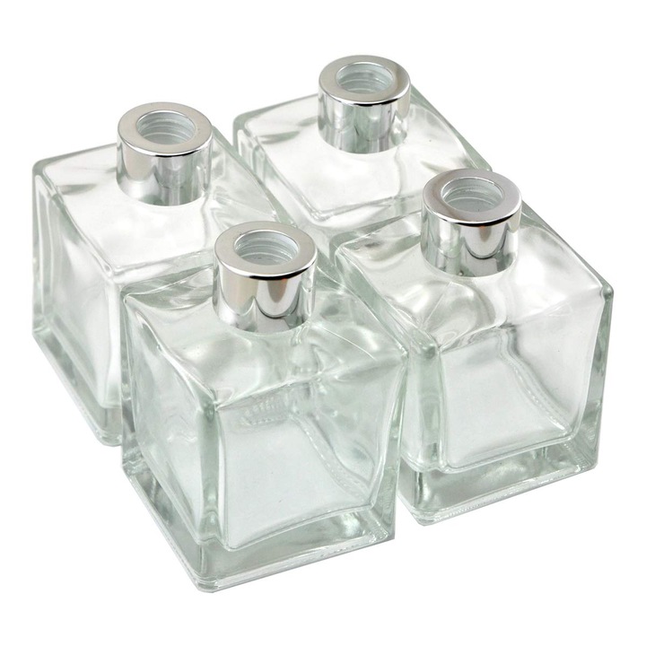 Set de 4 sticle din sticla cu difuzor, 200ml, 9.6cm, transparent