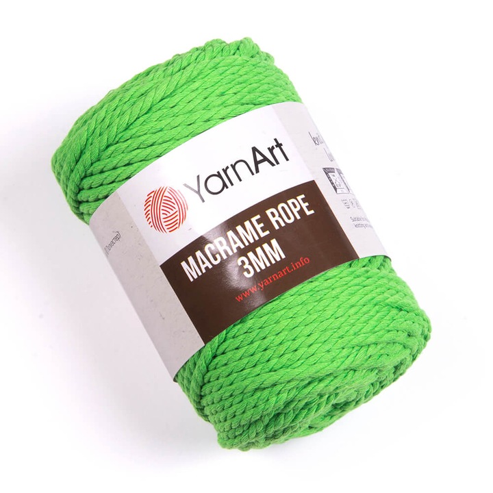 Sfoara macrame YarnArt, 3 mm, 60% bumbac, 40% viscoza si poliester, 63 m, set 4 bucati