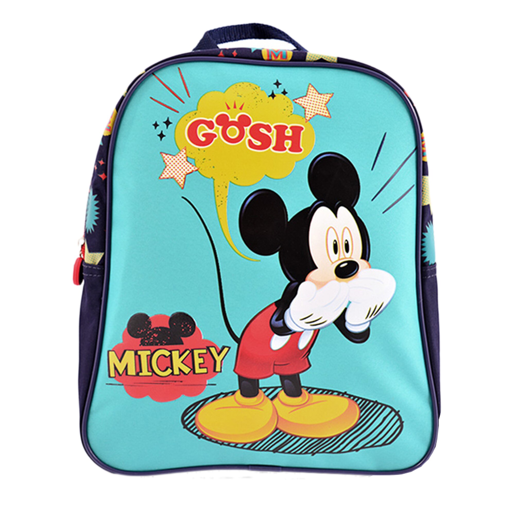 Ghiozdan Mickey, 1 compartiment, manere reglabile, albastru/verde