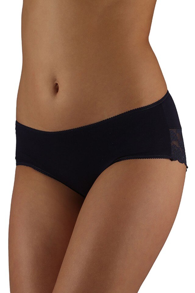 Chiloti clasici negru cu dantela de dama Italian Fashion, L