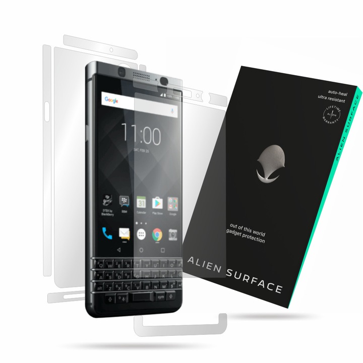Alien Surface, BlackBerry Keyone, képernyővédő fólia, hátsó, oldal