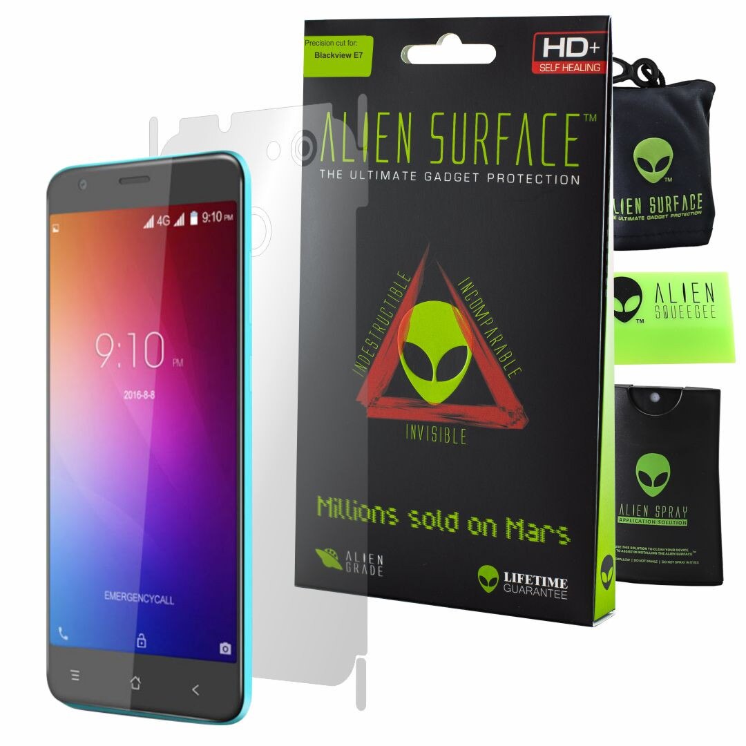 Folie Alien Surface HD, Blackview E7, protectie spate, laterale + Alien Fiber cadou
