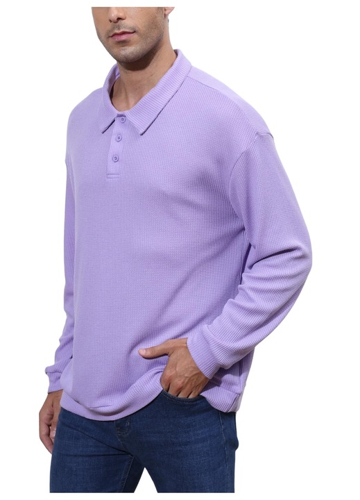 Férfi póló, import, pamut, lila