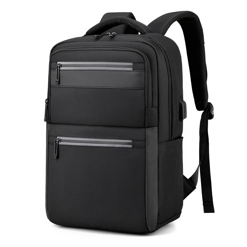 Geanta pentru computer de 15,6 inchi, Fudisenn®, rucsac de bagaje multifunctional, capacitate mare, stocare in mai multe straturi, rezistenta la apa, cu port de incarcare USB, mufa pentru casti, benzi reflectorizante, se poate fixa pe valiza, negru