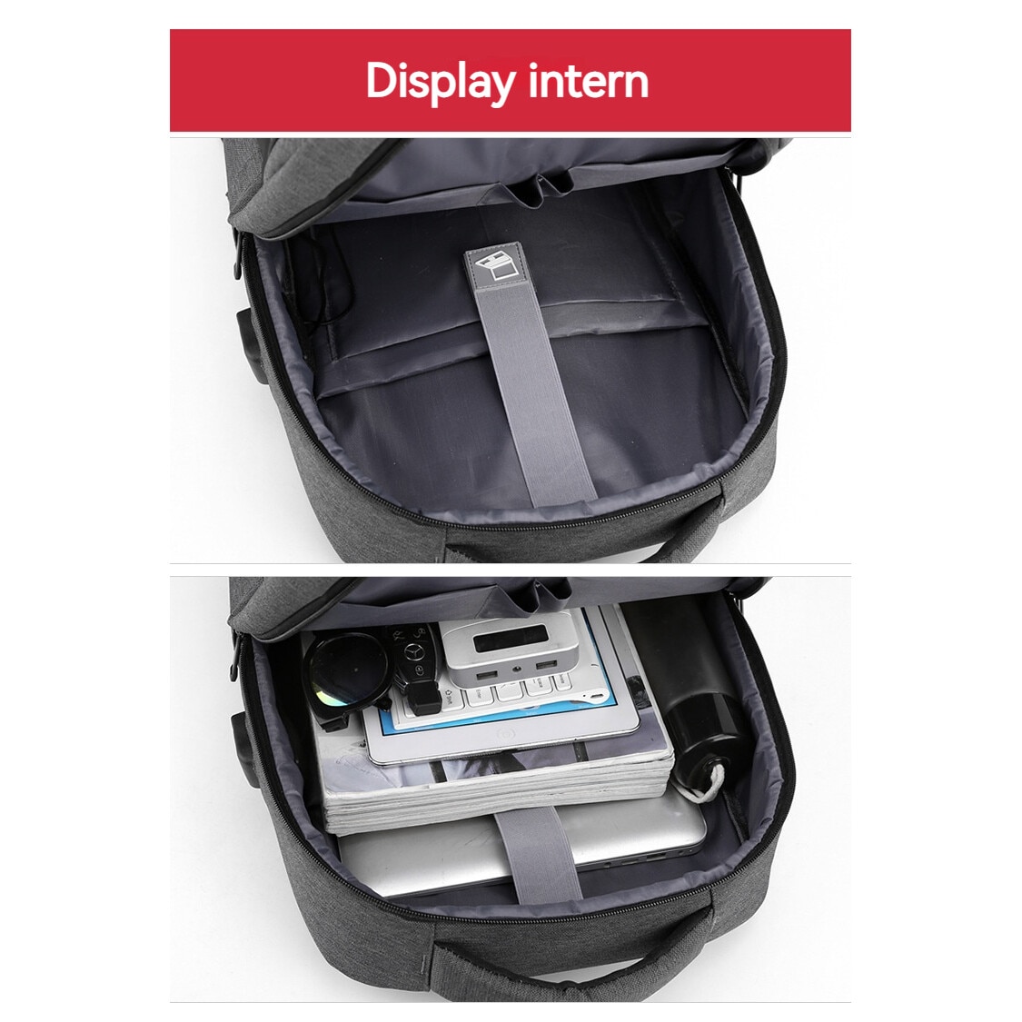 Geanta pentru computer de 15,6 inchi, Fudisenn®, rucsac de bagaje multifunctional, capacitate mare, stocare in mai multe straturi, rezistenta la apa, cu port de incarcare USB, mufa pentru casti, benzi reflectorizante, se poate fixa pe valiza, negru