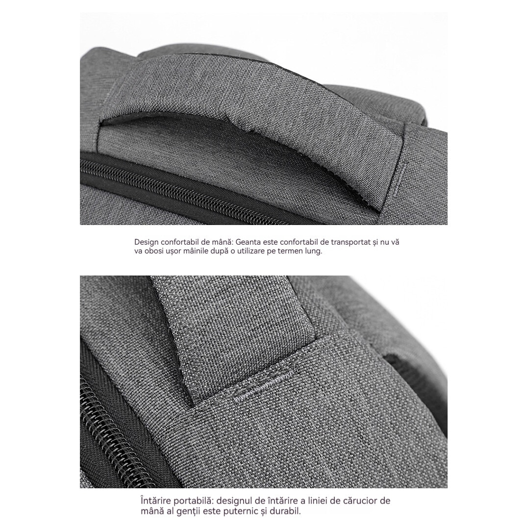 Geanta pentru computer de 15,6 inchi, Fudisenn®, rucsac de bagaje multifunctional, capacitate mare, stocare in mai multe straturi, rezistenta la apa, cu port de incarcare USB, mufa pentru casti, benzi reflectorizante, se poate fixa pe valiza, negru