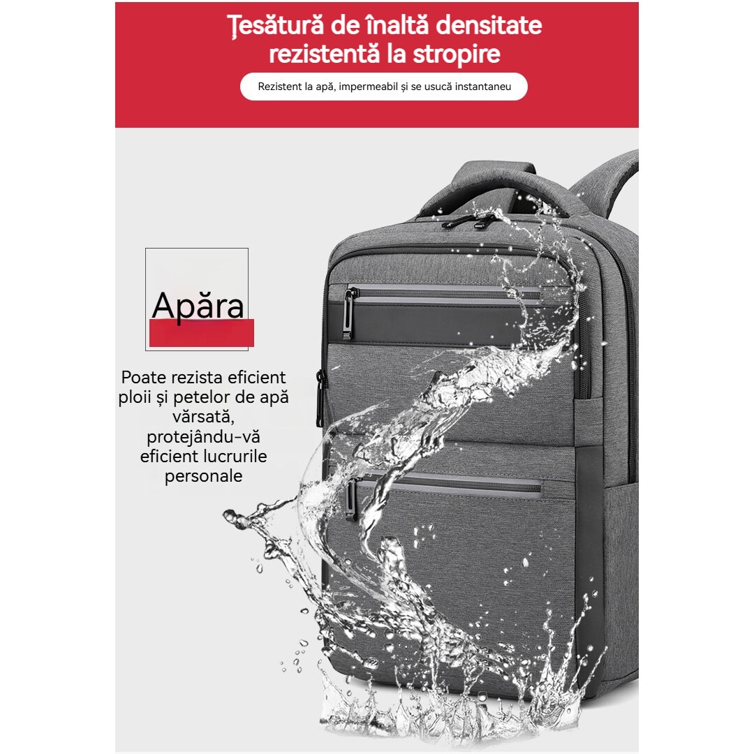 Geanta pentru computer de 15,6 inchi, Fudisenn®, rucsac de bagaje multifunctional, capacitate mare, stocare in mai multe straturi, rezistenta la apa, cu port de incarcare USB, mufa pentru casti, benzi reflectorizante, se poate fixa pe valiza, negru