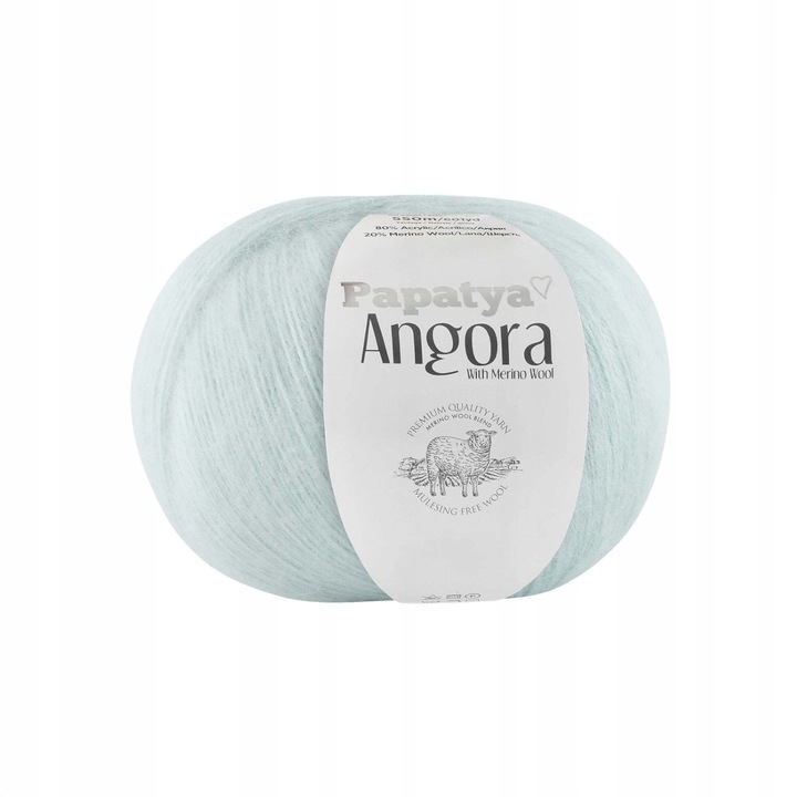 Garn Papatya Angora, 100g/550m, 20% lana, 80% acril, multicolor