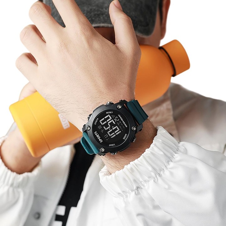 Ceas sport barbatesc, curea silicon, waterproof, multicolor, 37mm