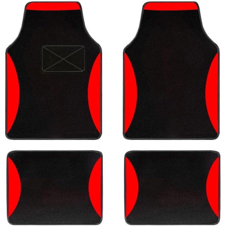 Covorase auto, muchkey, set de 4 bucati, impermeabile, dimensiuni universale, negru/rosu