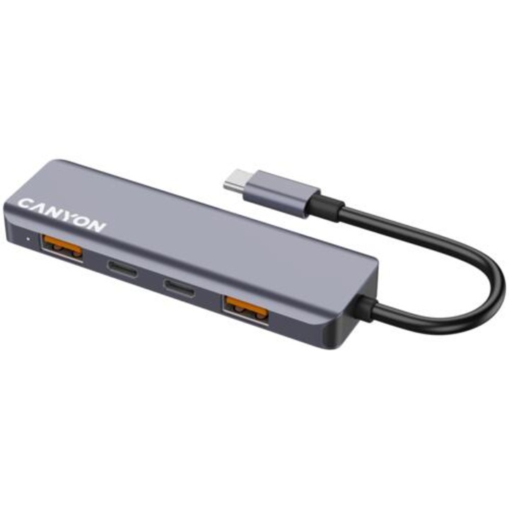 USB хъб, CANYON DS-18, 5 в 1, USB-C, Grey