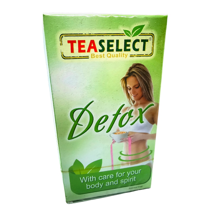 Билков чай за отслабване Detox, TeaSelect, Детоксикиращ чай, 20 филтърни торбички