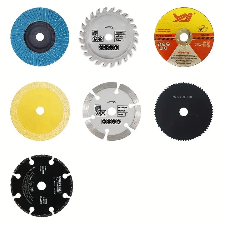 Комплект дискове за ъглошлайф, 75/76мм, 7 бр., за рязане и шлифоване