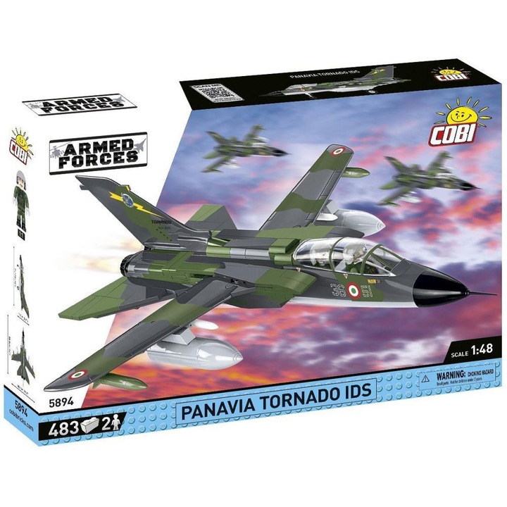 Cobi Építőkészlet, Panavia Tornado IDS repülő modell, 483 darab, 2 figura, 1:48, 36 cm x 28 cm x 13 cm, többszínű