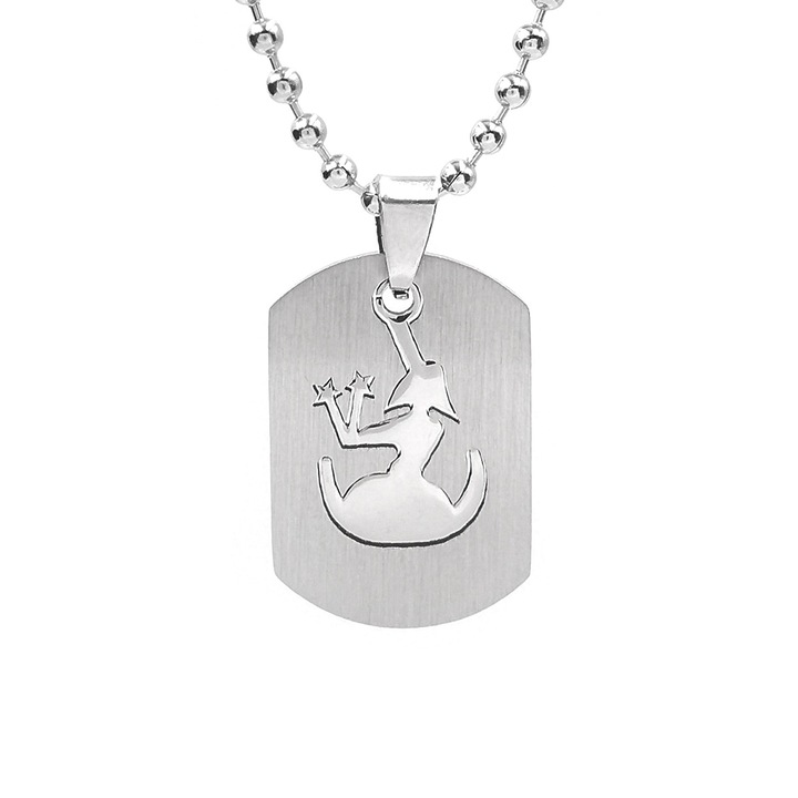 Lant inox tip US ARMY cu pandantiv placuta Dog Tag zodia fecioara, PS Personal Style, grosime lant 3 mm, lungime 70 cm