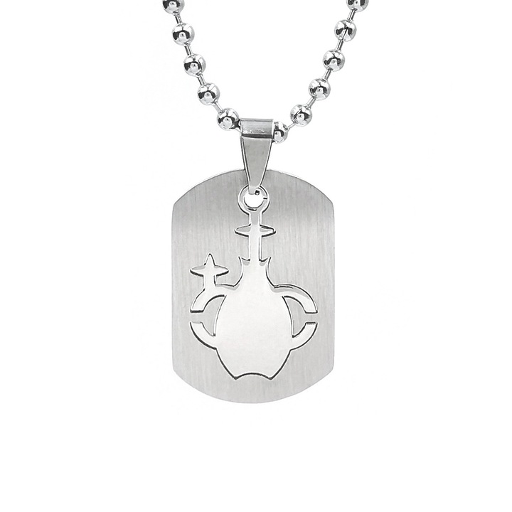 Lant inox tip US ARMY cu pandantiv placuta Dog Tag zodia Varsator, PS Personal Style, grosime lant 3 mm, lungime 60 cm