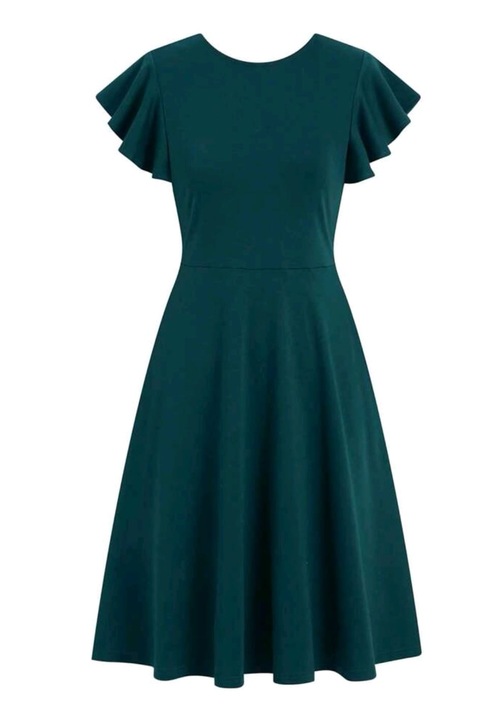 Рокля Rhynna, къса, волани, Зелен