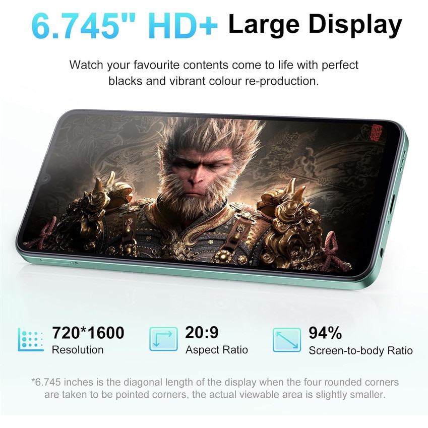 Telefon mobil FOSSiBOT S1, 5G Smartphone, 24 GB+128GB/1TB, Android 14, 6.745” HD+, 50MP, Dimensity 6100+ Handys, Baterie 5000 mAh, Dual SIM, Face ID/GPS/OTG, Slim Design, Verde