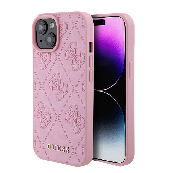 Husa compatibila cu iPhone 15/iPhone 14/iPhone 13, T9, Piele ecologica, Pink