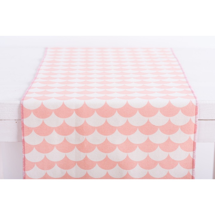Napron de masa textil Beauty Home, in, 34cm x 2.5m, roz/alb