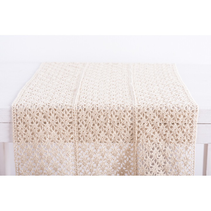 Napron de masa textil Beauty Home, dantela, 45cm x 140m, bej