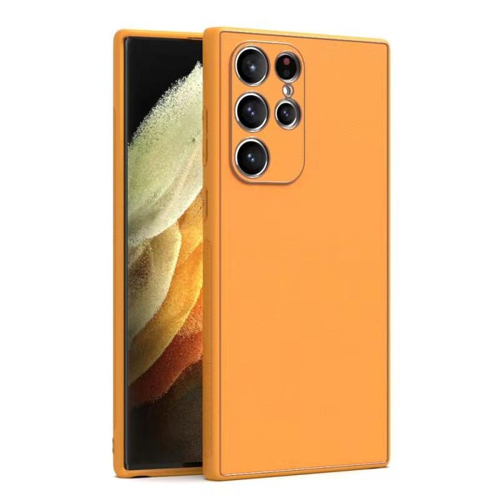 Калъф Yolo за Xiaomi Redmi Note 12s, еко кожа, TPU ръб, оранжев