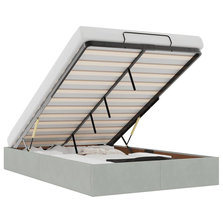 VidaXL Ottomán ágykeret matrac nélkül Világosszürke 120x190 cm bársony 57.34 kg