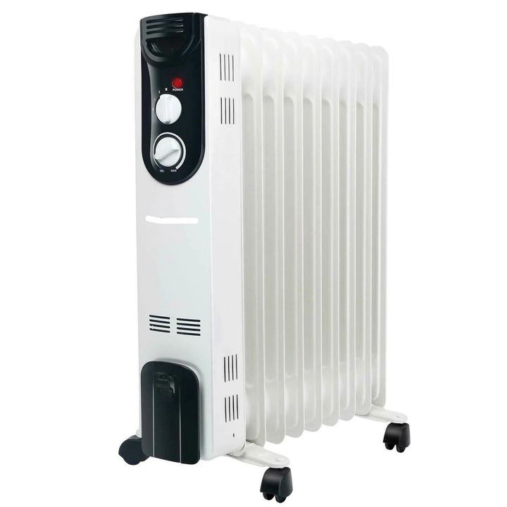 Calorifer electric cu ulei Zenith STRAD09, 9 elemente, 2000W, alb, pentru incaperi pana la 35 m²
