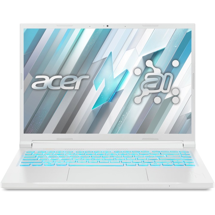 Лаптоп Acer Nitro V14 Gaming ANV14-61-R20G с AMD Ryzen 7 8845HS (3.8/5.1GHz, 16M), 16 GB, 1TB M.2 NVMe SSD, NVIDIA RTX 4050 Max-Q 6GB GDDR6 DLSS 3, Linux, Бял