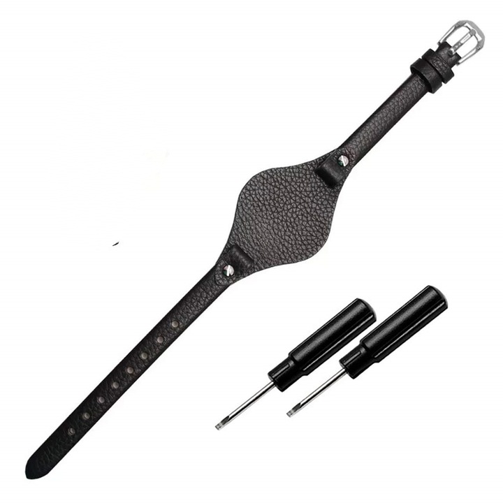 Bratara ceas CloudCradle, compatibila ceas Fossil ES, Piele naturala, piele de vitel, Furnizati 2 instrumente de indepartare,8 mm, Negru