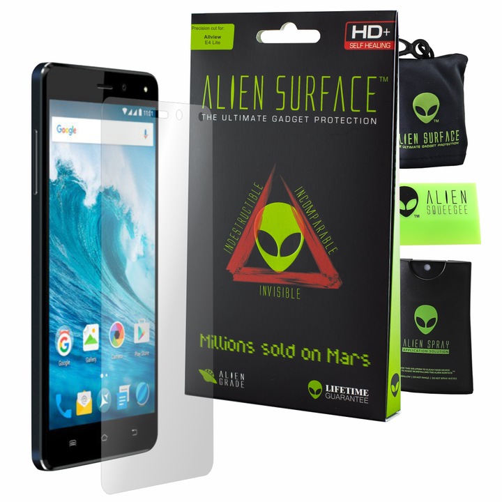 Folie Alien Surface HD, Allview E4 Lite, protectie ecran + Alien Fiber cadou