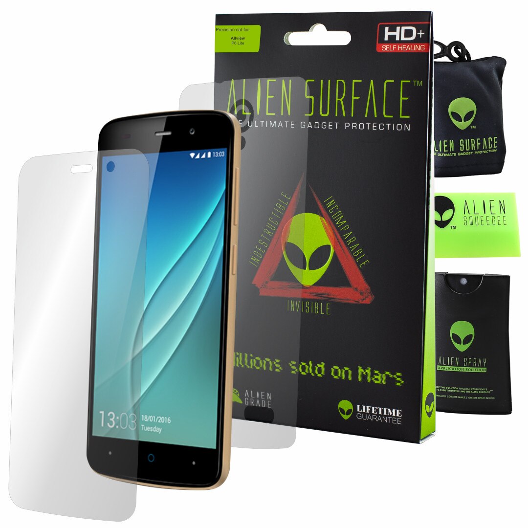 Folie Alien Surface HD, Allview P6 Lite, protectie ecran, spate + Alien Fiber Cadou
