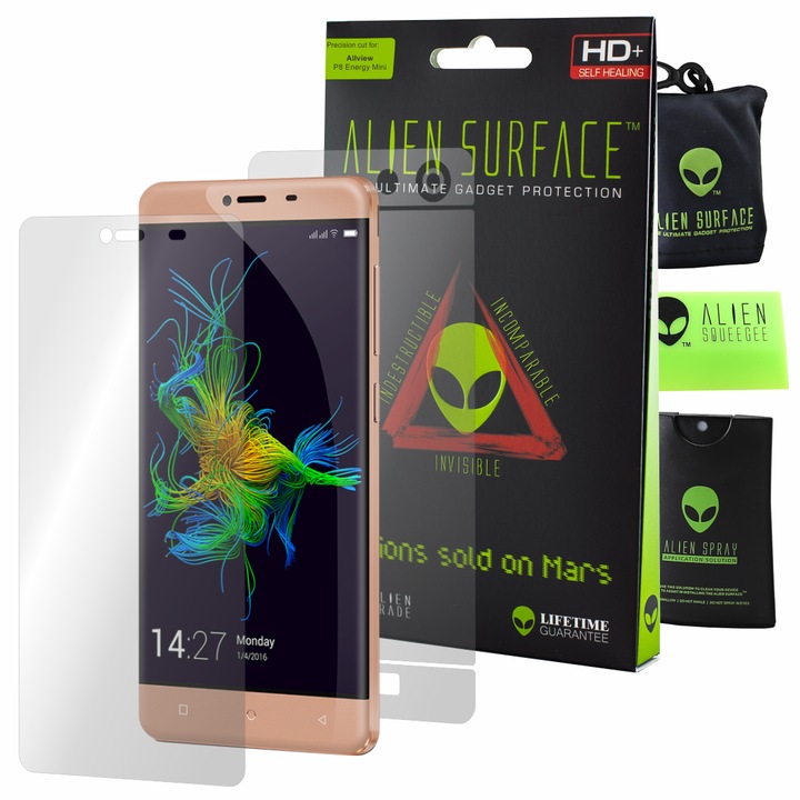 Folie Alien Surface HD, Allview P8 Energy Mini, protectie ecran, spate + Alien Fiber Cadou