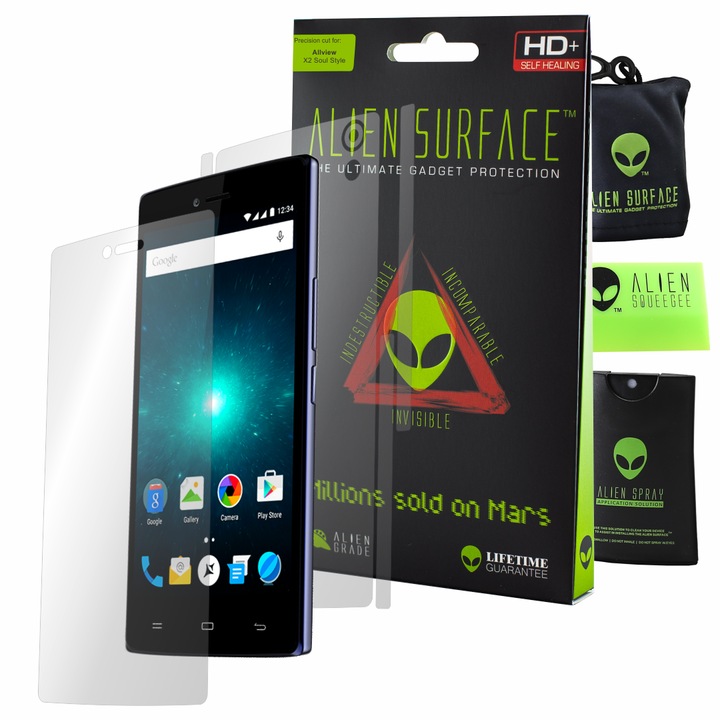 Folie Alien Surface HD, Allview X2 Soul Style Plus, protectie ecran, spate, laterale + Alien Fiber Cadou