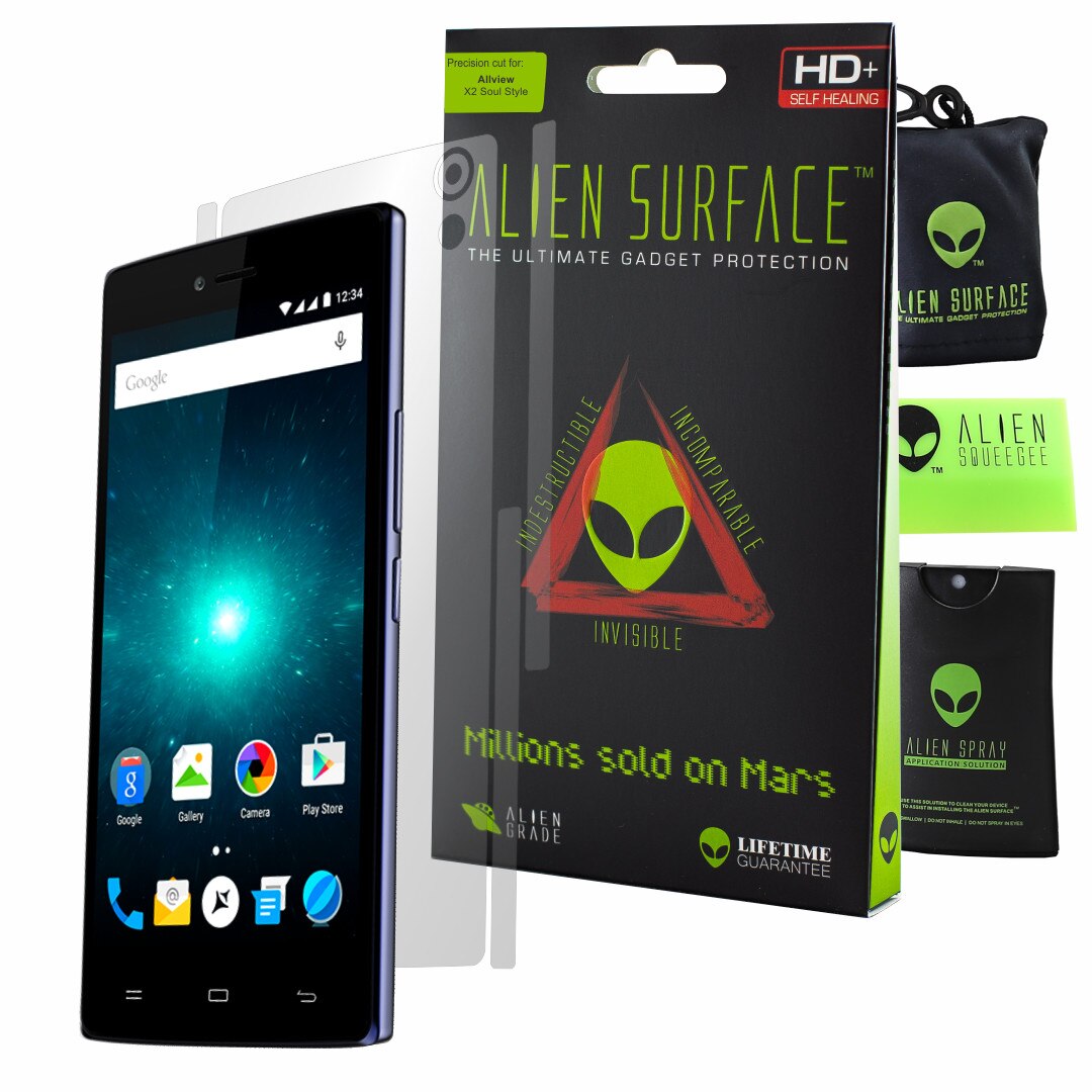 Folie Alien Surface HD, Allview X2 Soul Style Plus, protectie spate, laterale + Alien Fiber cadou