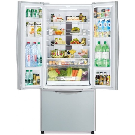 Side by Side Hitachi R-WB480PRU2(GS), Clasa A+, 456 Litri, 178 cm inaltime, Sticla argintie