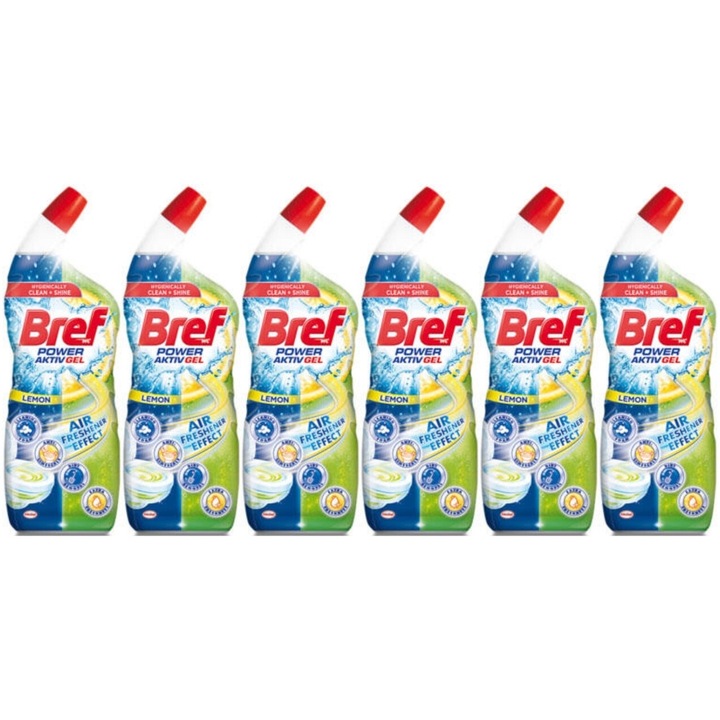 Set 6 x Bref Solutie Wc Lichid 700ml Lemon Power, fresh aroma, parfum floral, distruge calcarul, rapid si eficient, testat dermatologic, prospetime de lunga durata, eficacitate maxima, continut generos, elimina mirosuri neplacute