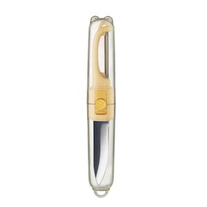 Curatator de legume / fructe 2in1, inox/plastic, portabil, galben, 18x7.2cm