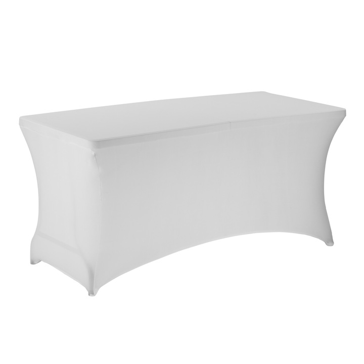 Fehér asztalhuzat cateringhez, TECHNICA, 1520x710x740 mm, 90% poliészter, 10% spandex